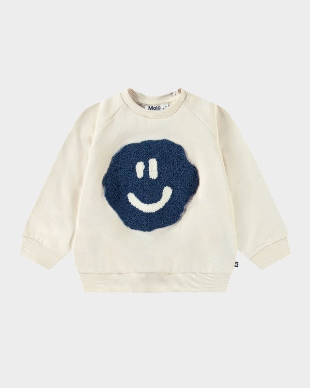 Boy's Disc Embroidered Smiling Face Sweatshirt, Size 3M-